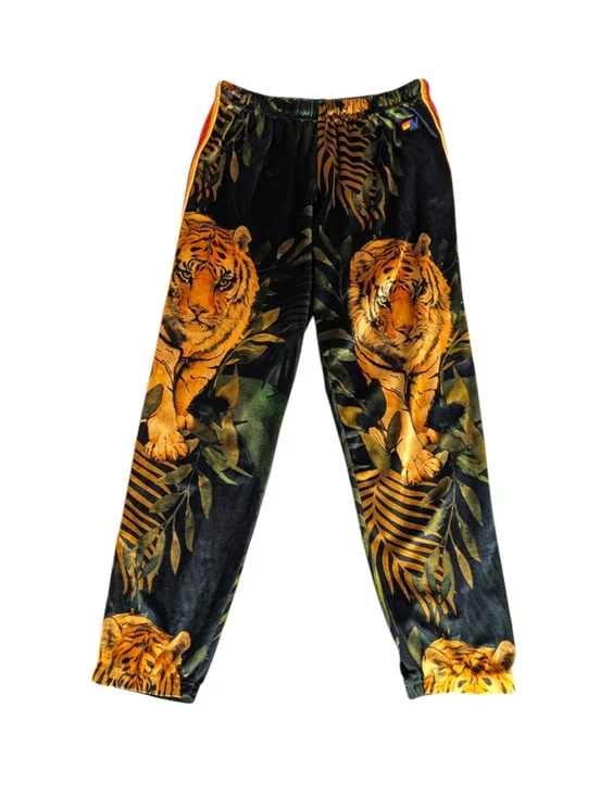 Aviator Nation Tiger Jungle Velvet Track Suit Rainbow Stripe Top XL Pant L F390 - Picture 6 of 14